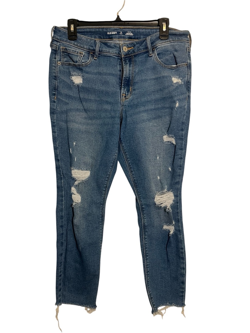 Old Navy Women's Skinny Distressed Blue Jeans 12 *short*